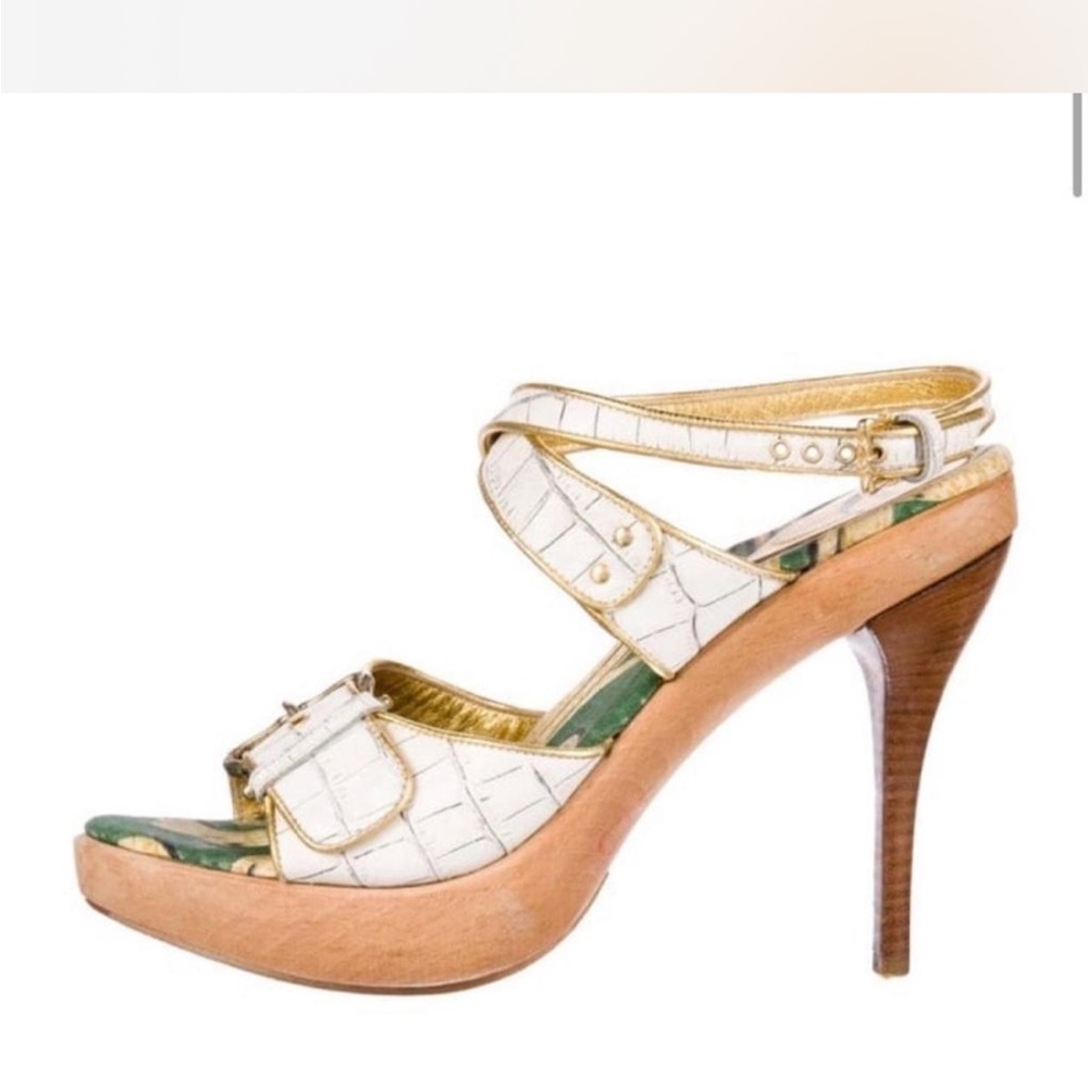 Just Cavalli White and Gold Heels
